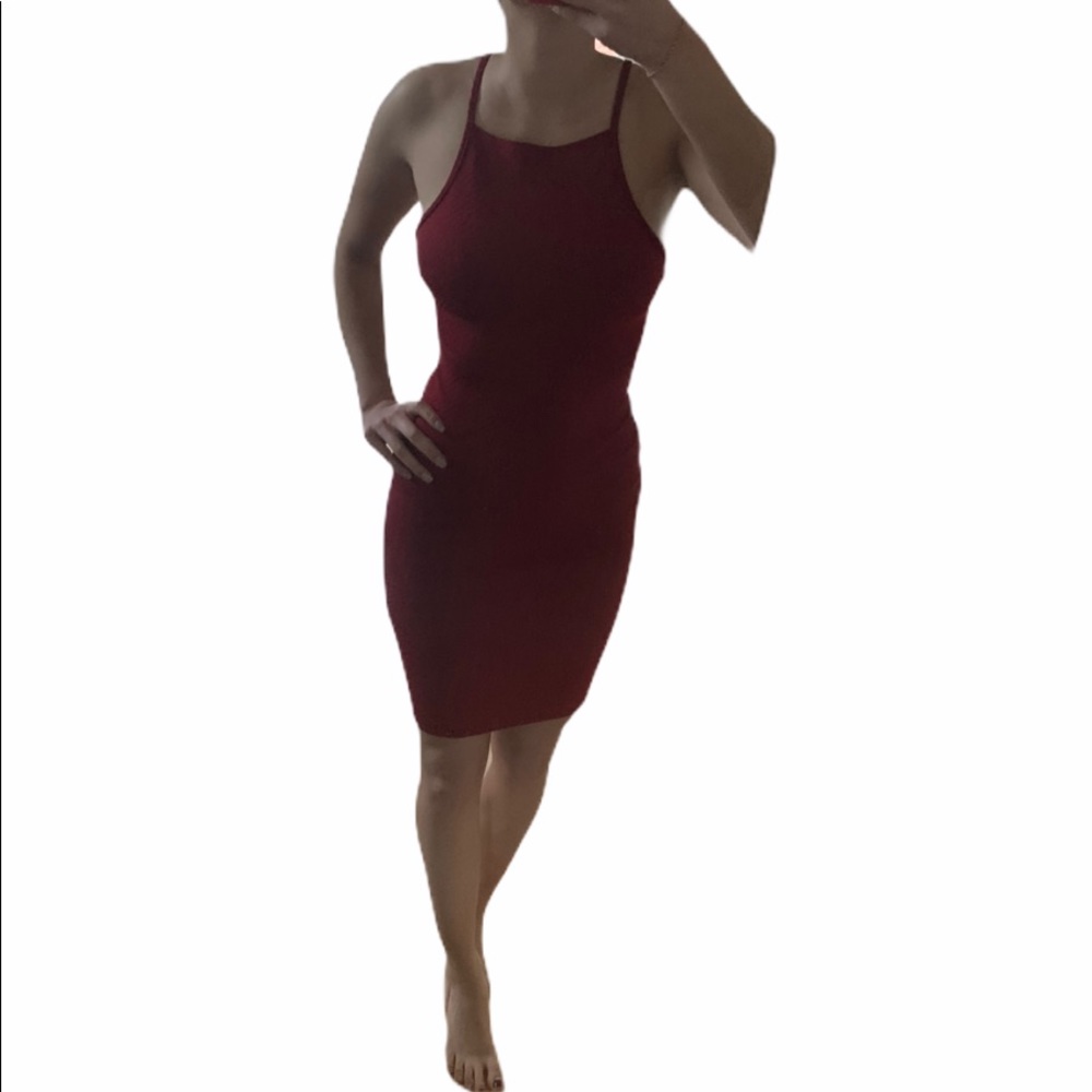 Open back red dress
